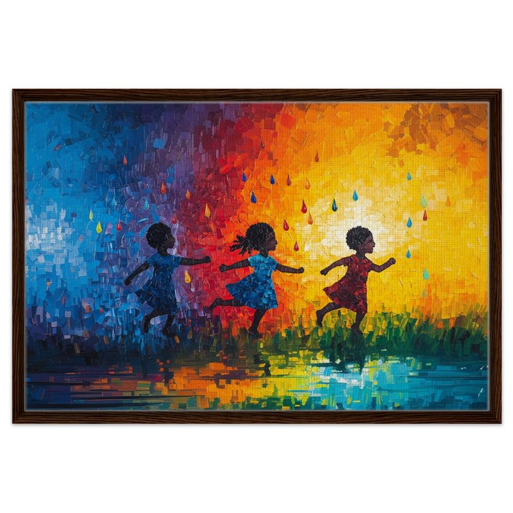 African American Childhood Joy Giclée Canvas Print - Kids Room Decor - MoomZee Artwork -