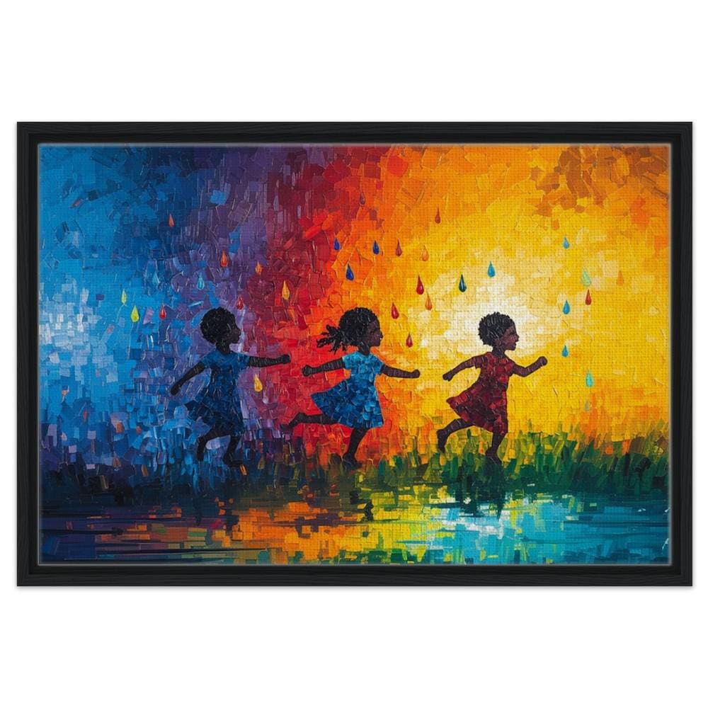 African American Childhood Joy Giclée Canvas Print - Kids Room Decor - MoomZee Artwork -