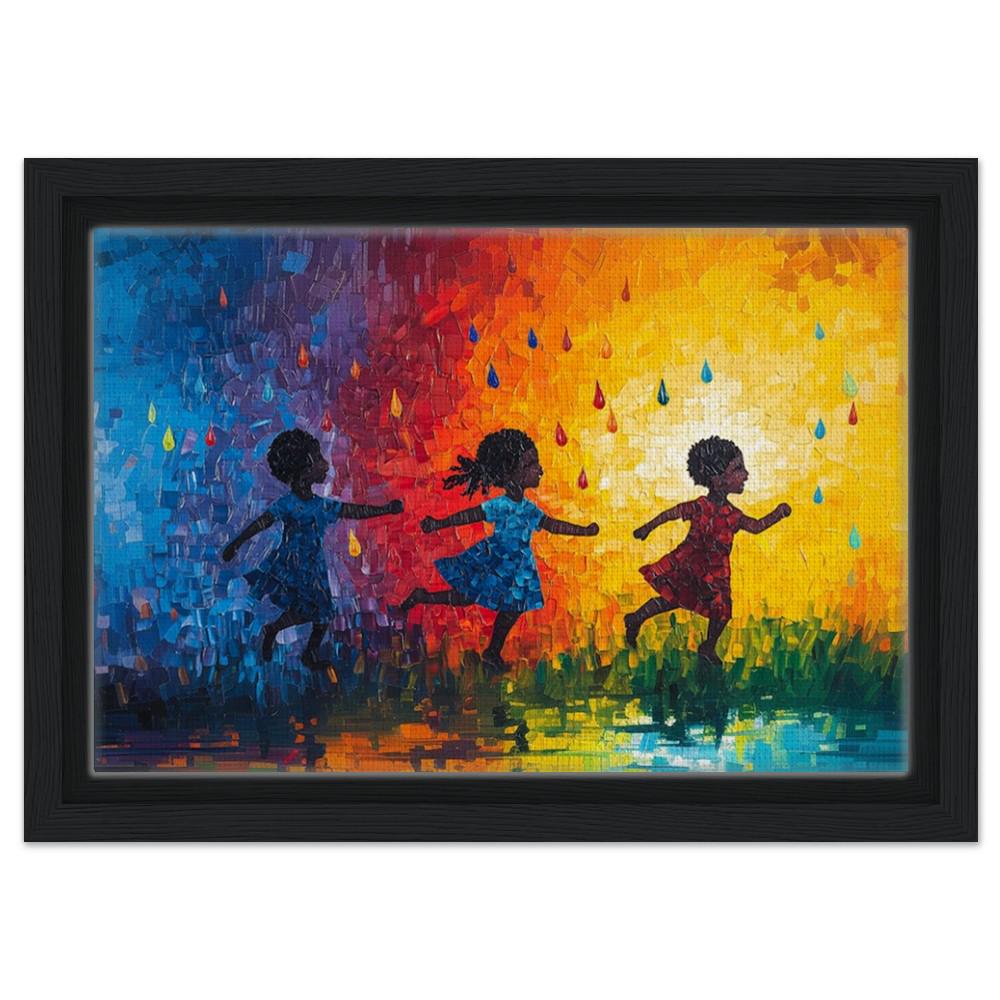 African American Childhood Joy Giclée Canvas Print - Kids Room Decor - MoomZee Artwork -