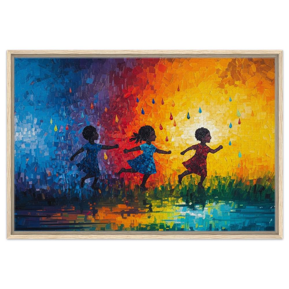 African American Childhood Joy Giclée Canvas Print - Kids Room Decor - MoomZee Artwork -