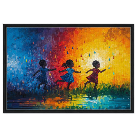 African American Childhood Joy Giclée Canvas Print - Kids Room Decor - MoomZee Artwork -