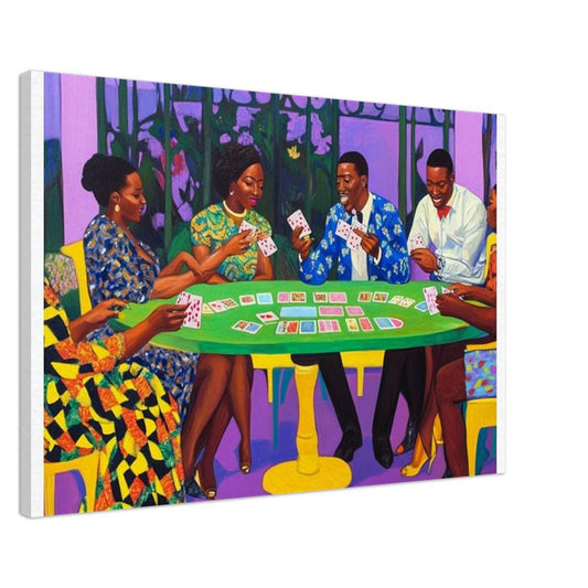 African American Culture Canvas Print - Lively Card Game Art for Living Room Decor - MoomZee Artwork -