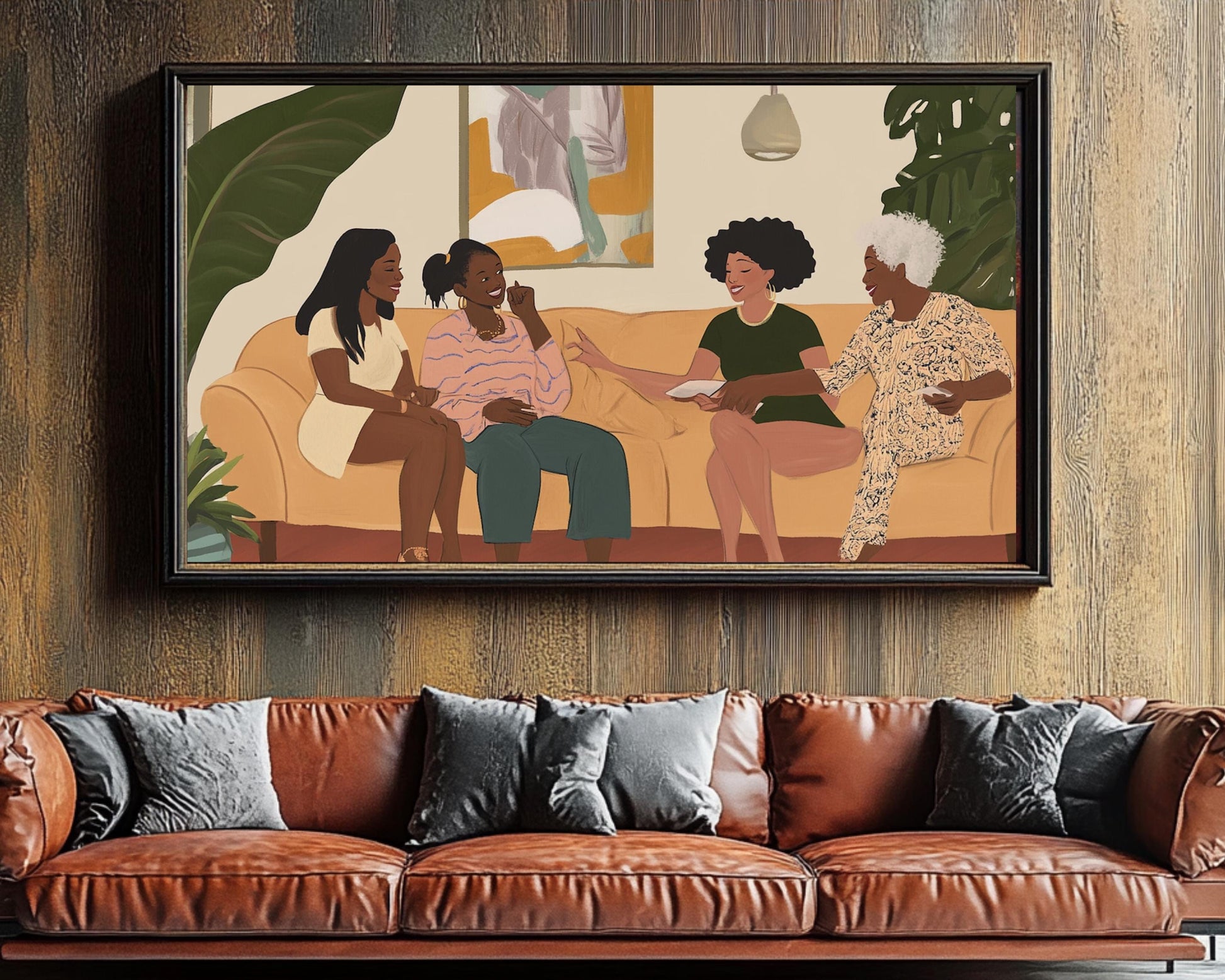 African American Family Canvas Print – Celebrating Family Bonds, Perfect for Living Room Decor - MoomZee Artwork -