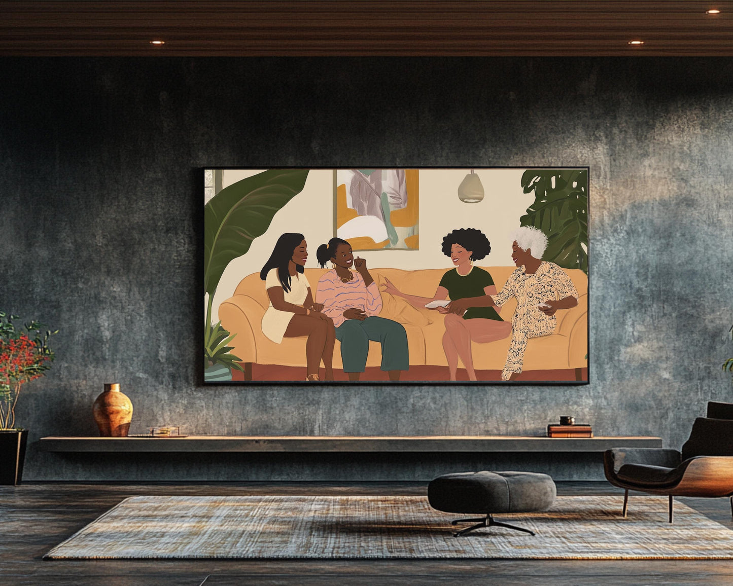 African American Family Canvas Print – Celebrating Family Bonds, Perfect for Living Room Decor - MoomZee Artwork -