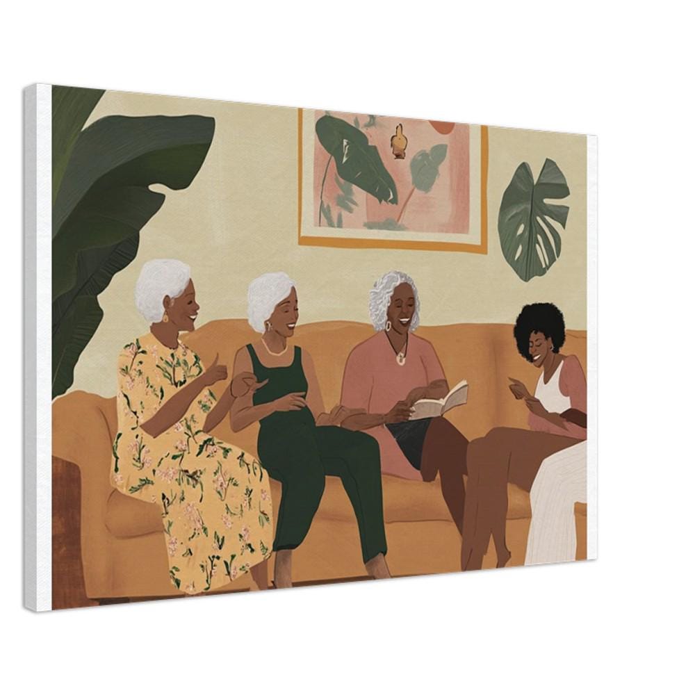 African American Family Canvas Print – Celebrating Family Bonds, Perfect for Living Room Decor - MoomZee Artwork -