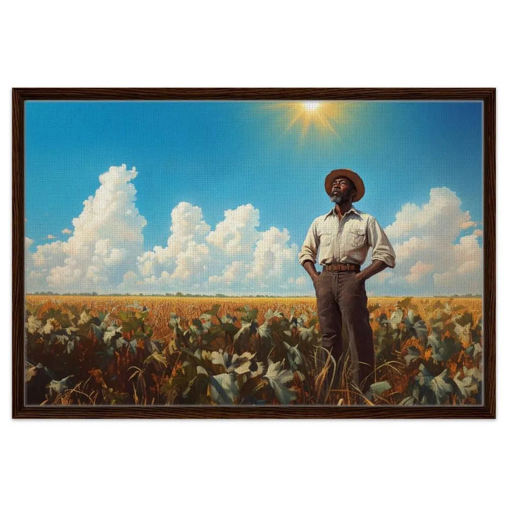 African American Giclée Art Canvas Print - Resilient Farmer in Field | Ideal Living Room & Office Decor - MoomZee Artwork -