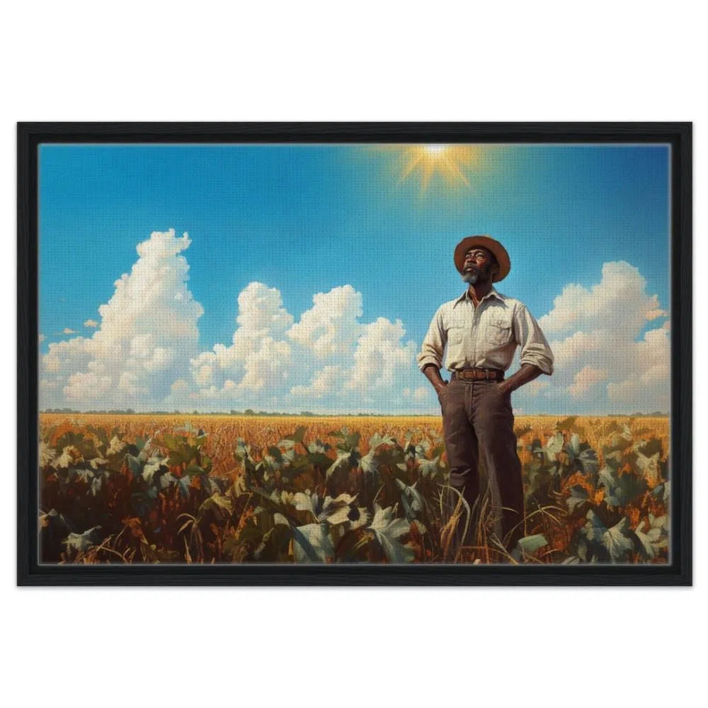 African American Giclée Art Canvas Print - Resilient Farmer in Field | Ideal Living Room & Office Decor - MoomZee Artwork -