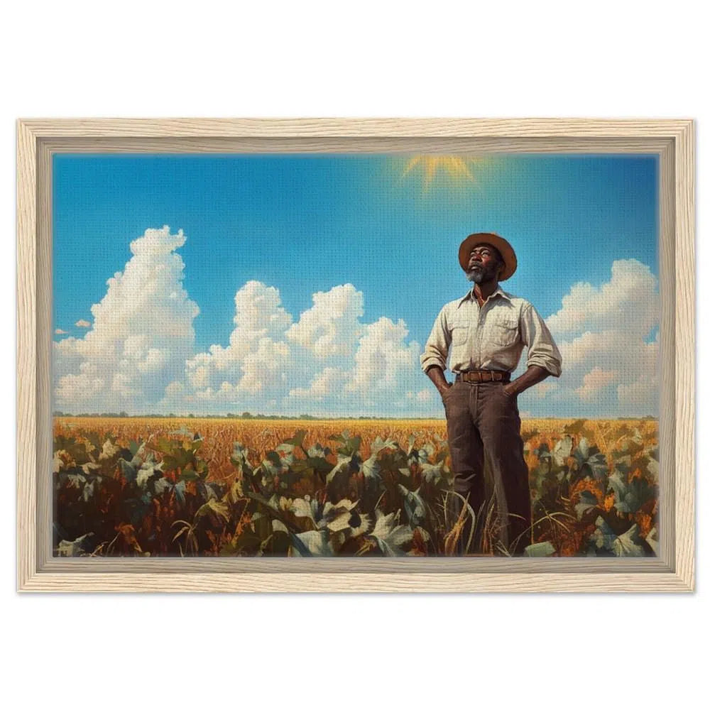 African American Giclée Art Canvas Print - Resilient Farmer in Field | Ideal Living Room & Office Decor - MoomZee Artwork -