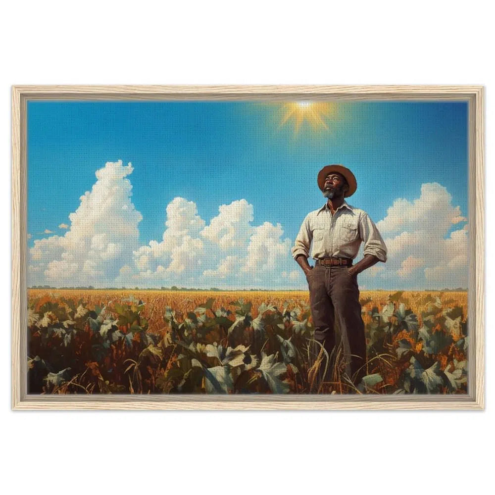 African American Giclée Art Canvas Print - Resilient Farmer in Field | Ideal Living Room & Office Decor - MoomZee Artwork -