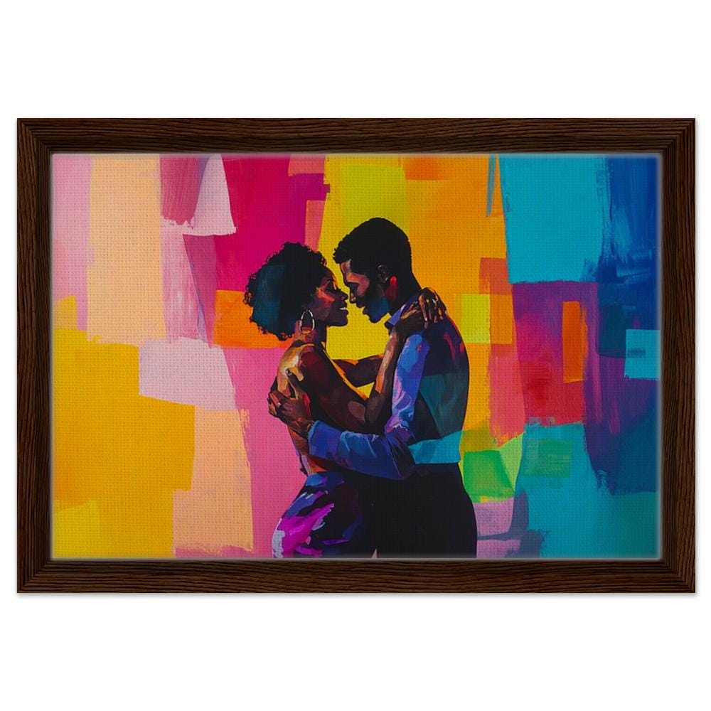 African American Giclée Art Canvas Print - Romantic Black Couple Abstract Decor for Living Room, Bedroom & Romantic Spaces - MoomZee Artwork -