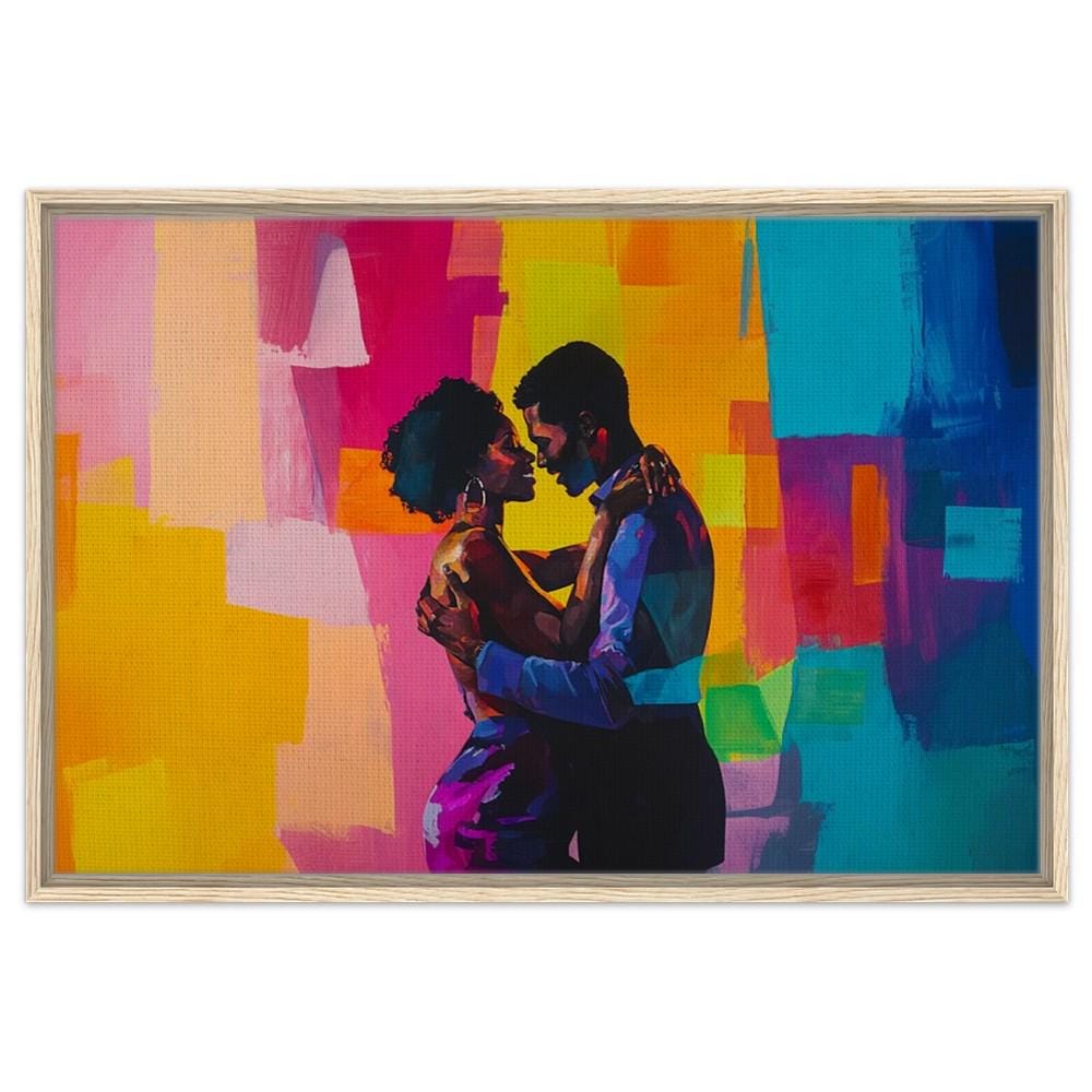 African American Giclée Art Canvas Print - Romantic Black Couple Abstract Decor for Living Room, Bedroom & Romantic Spaces - MoomZee Artwork -