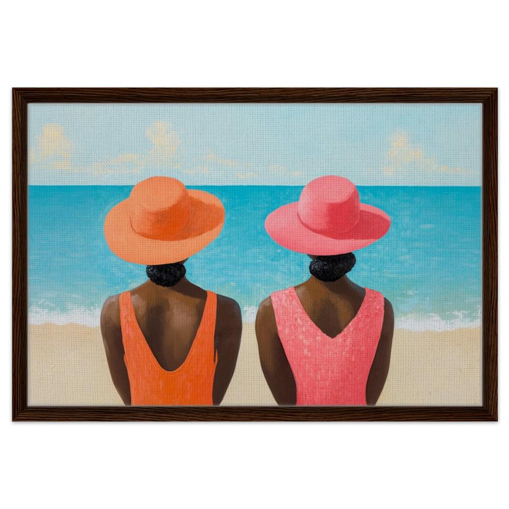 African American Giclée Canvas Print - Relaxing Beach Scene - Black Women Art - Modern Home Decor for Coastal Living Room & Bedroom - MoomZee Artwork -