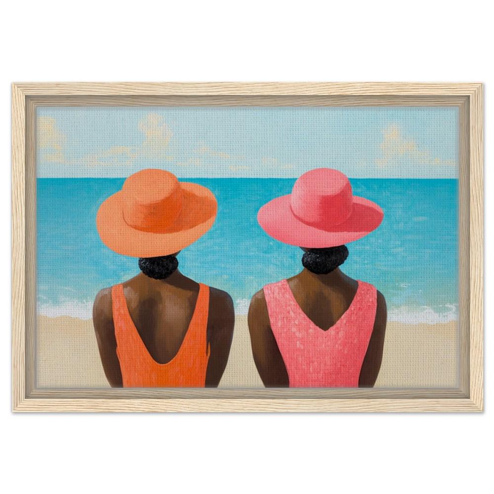 African American Giclée Canvas Print - Relaxing Beach Scene - Black Women Art - Modern Home Decor for Coastal Living Room & Bedroom - MoomZee Artwork -