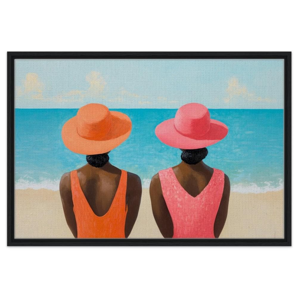 African American Giclée Canvas Print - Relaxing Beach Scene - Black Women Art - Modern Home Decor for Coastal Living Room & Bedroom - MoomZee Artwork -