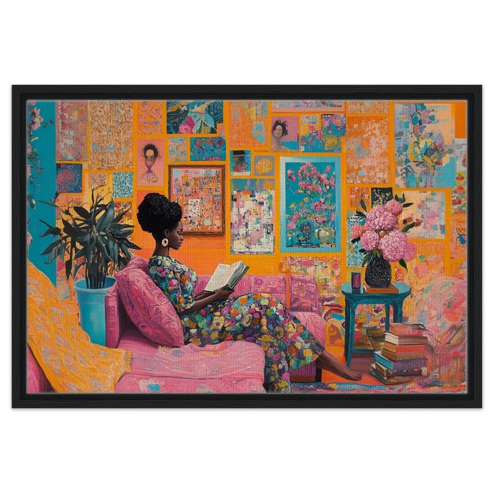 African American Giclée Canvas Print for Living Room Decor - Celebrate Black Women’s Beauty & Calmness - MoomZee Artwork -