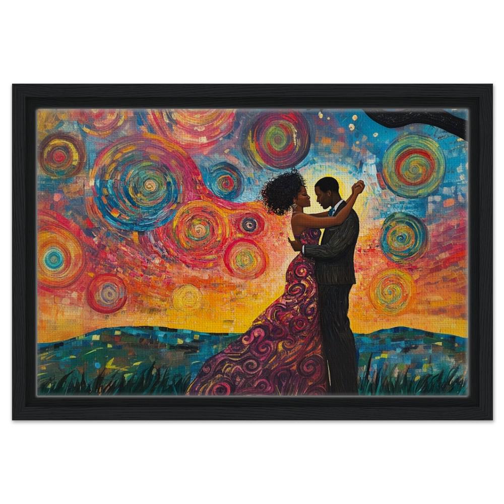 African American Love Art Canvas – Romantic Wall Decor for Living Rooms & Bedrooms, Ideal Wedding Gift - MoomZee Artwork -