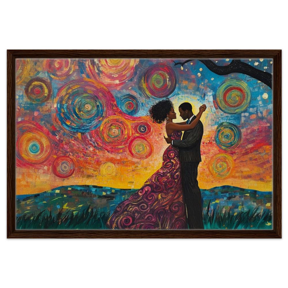 African American Love Art Canvas – Romantic Wall Decor for Living Rooms & Bedrooms, Ideal Wedding Gift - MoomZee Artwork -