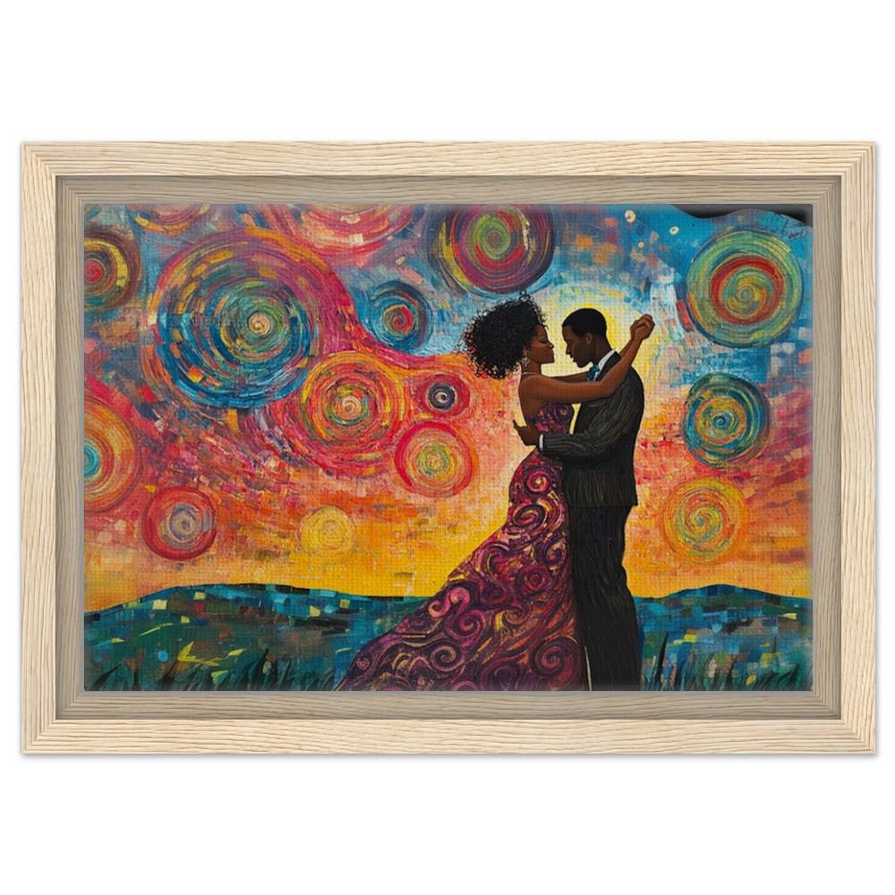 African American Love Art Canvas – Romantic Wall Decor for Living Rooms & Bedrooms, Ideal Wedding Gift - MoomZee Artwork -