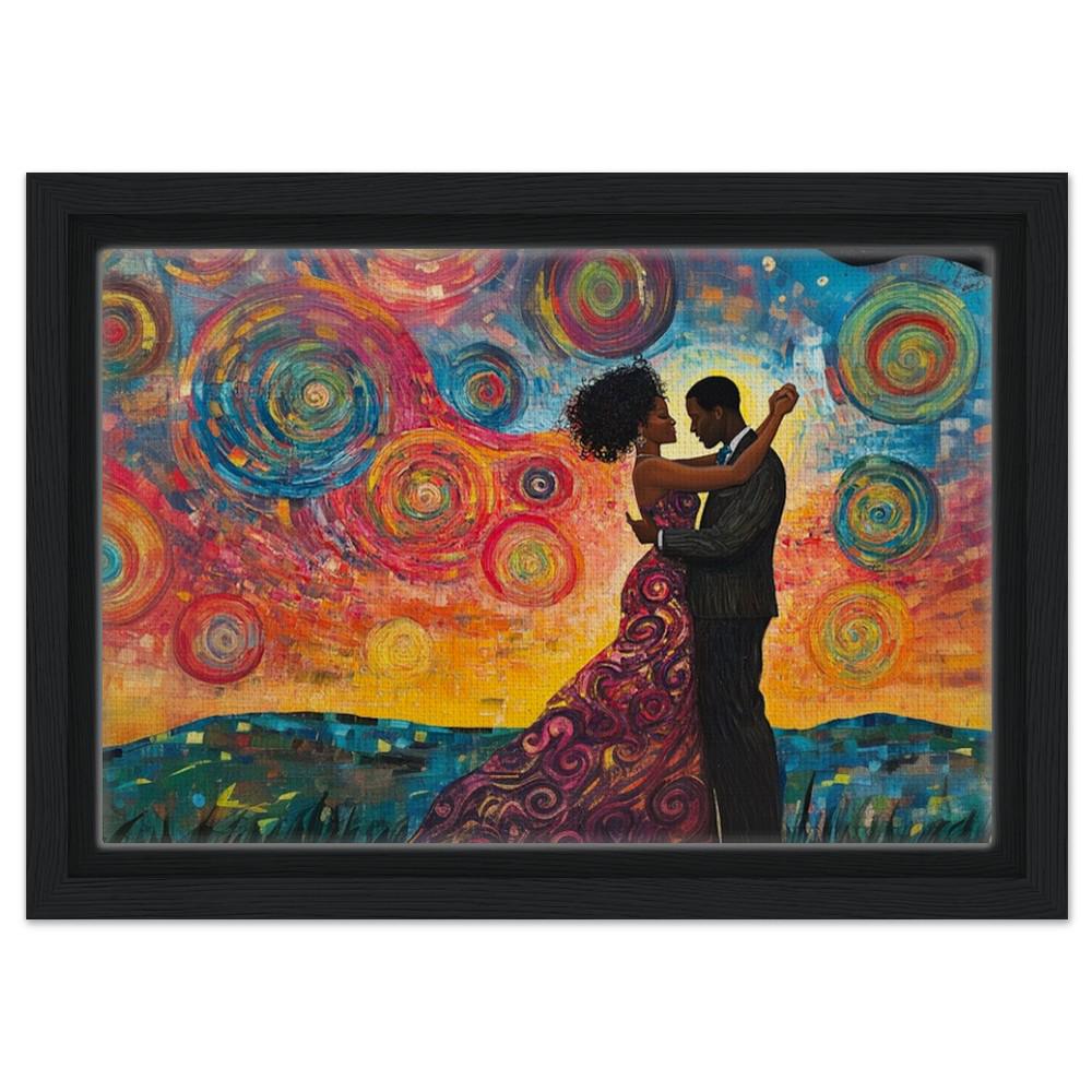 African American Love Art Canvas – Romantic Wall Decor for Living Rooms & Bedrooms, Ideal Wedding Gift - MoomZee Artwork -