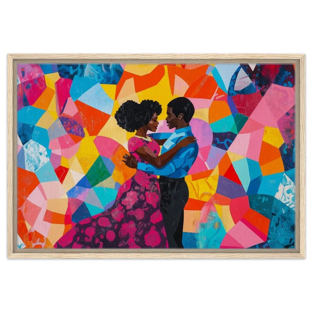 African American Love Giclée Canvas Print - Modern Art for Living Room Decor - MoomZee Artwork -