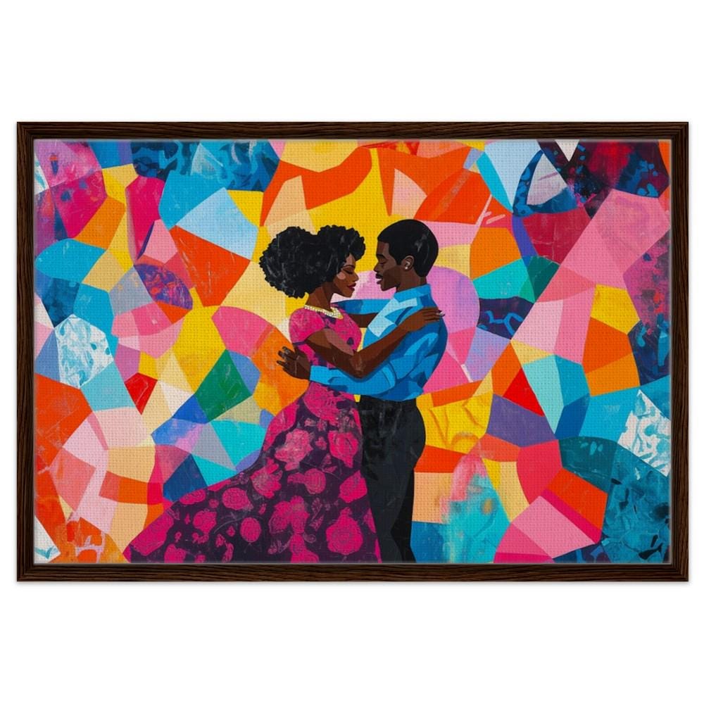 African American Love Giclée Canvas Print - Modern Art for Living Room Decor - MoomZee Artwork -