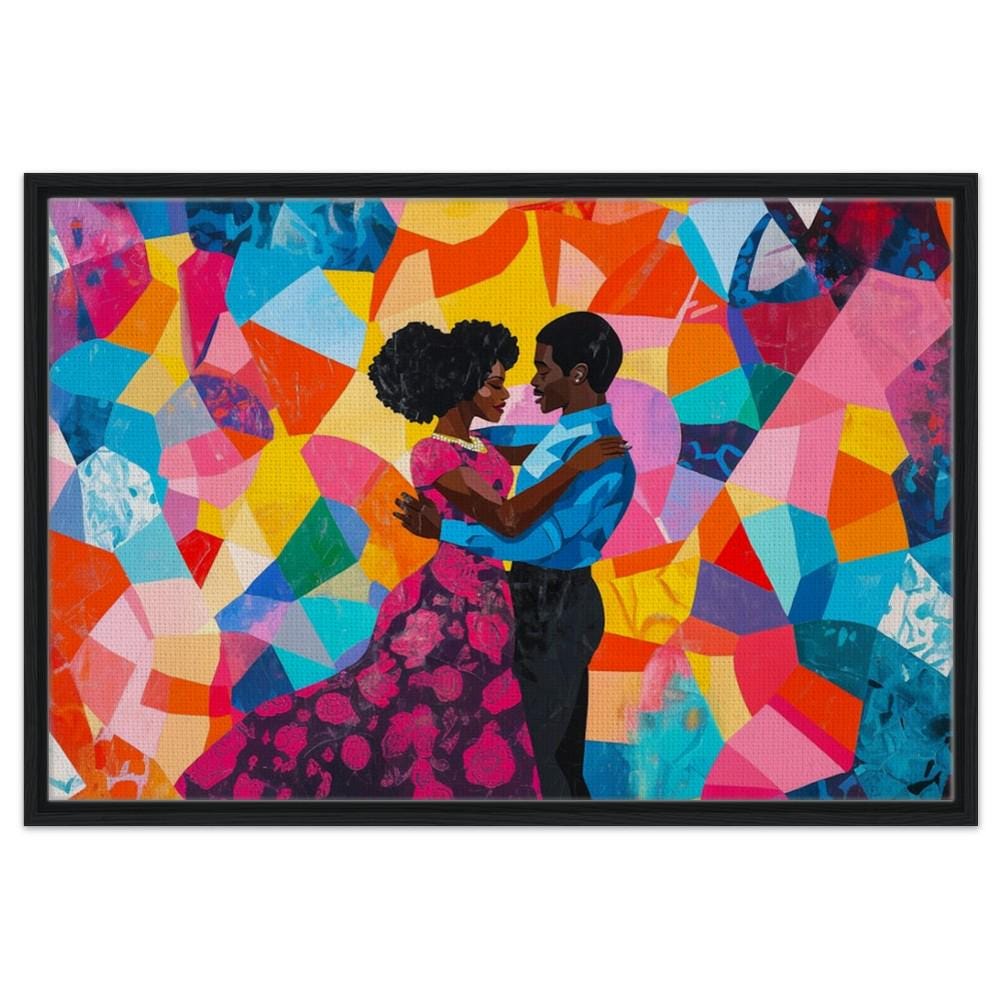 African American Love Giclée Canvas Print - Modern Art for Living Room Decor - MoomZee Artwork -