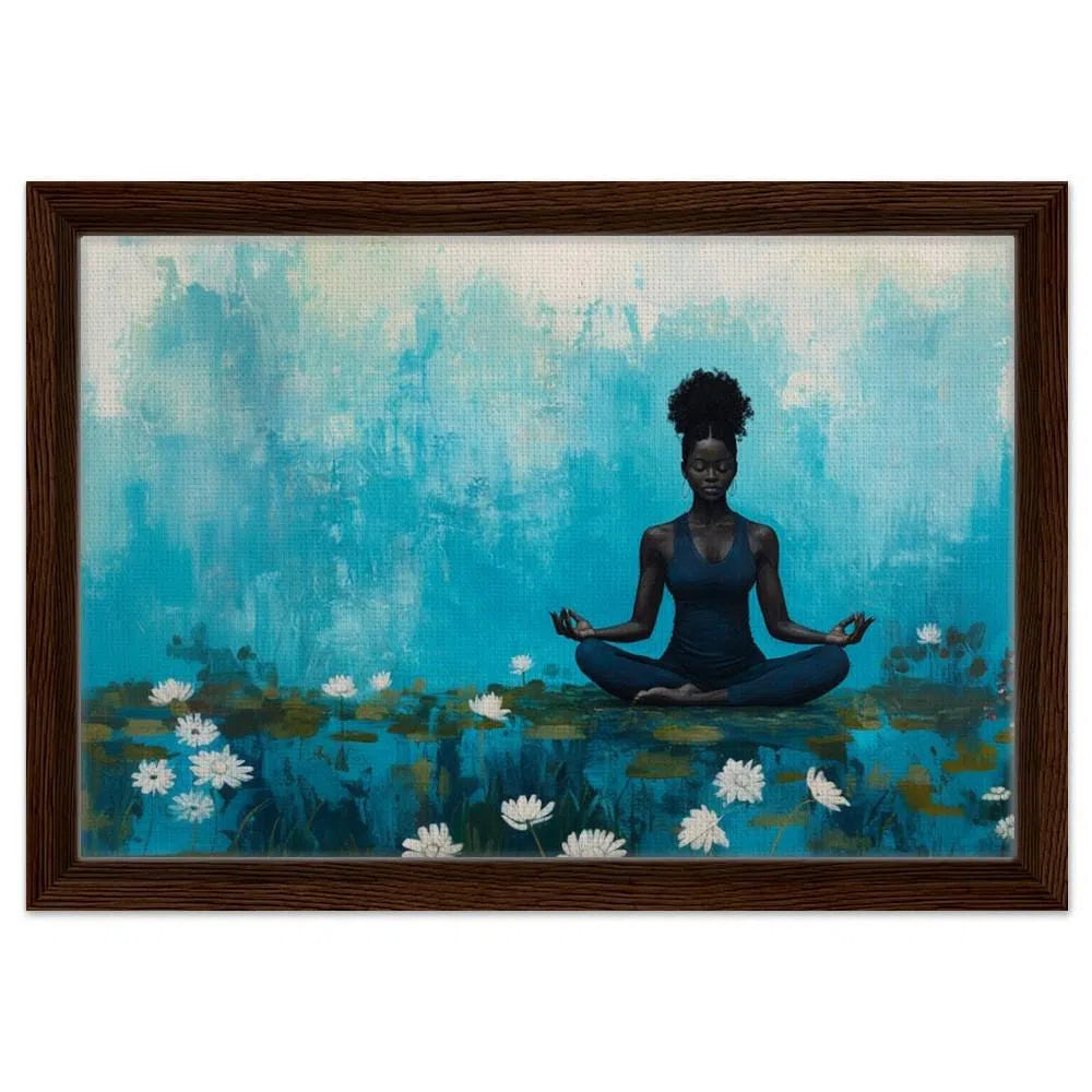 African American Meditation Giclée Canvas Print - Calming Yoga Room Decor - MoomZee Artwork -