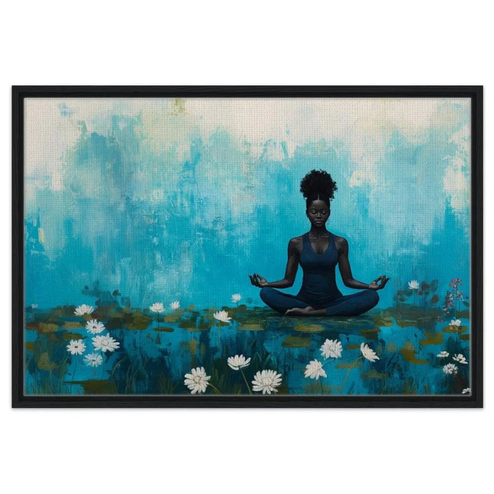 African American Meditation Giclée Canvas Print - Calming Yoga Room Decor - MoomZee Artwork -