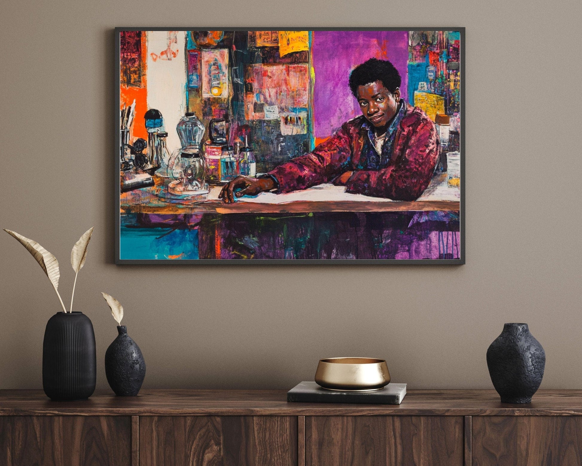 Afrocentric Abstract Art Canvas Print - Ideal for Creative Studio or Home Office Decor - MoomZee Artwork -