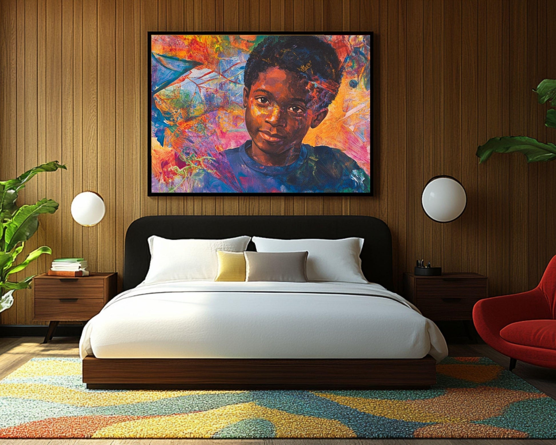 Afrocentric Abstract Portrait Canvas Print - Vibrant Art for Cultural Home Decor - MoomZee Artwork -