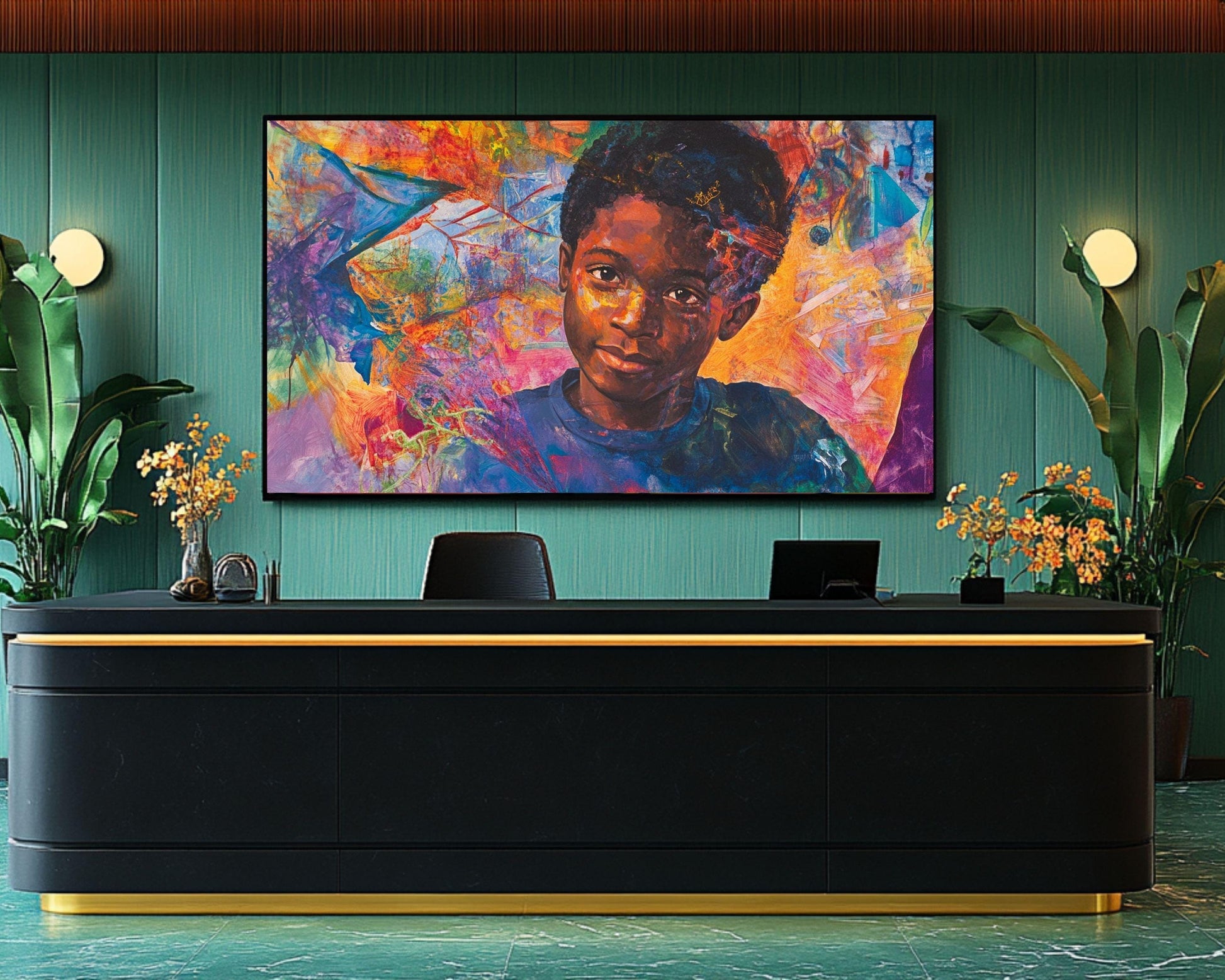 Afrocentric Abstract Portrait Canvas Print - Vibrant Art for Cultural Home Decor - MoomZee Artwork -