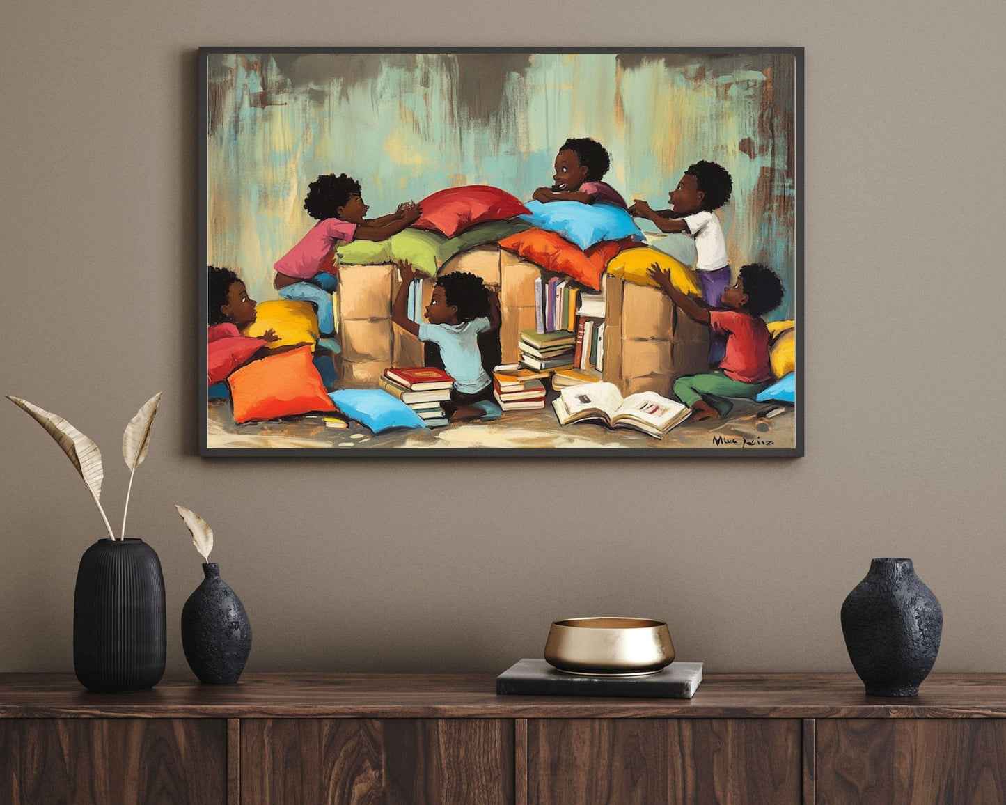 Afrocentric Kids Room Canvas Print - Imaginative Play Art for Cultural Decor - MoomZee Artwork -