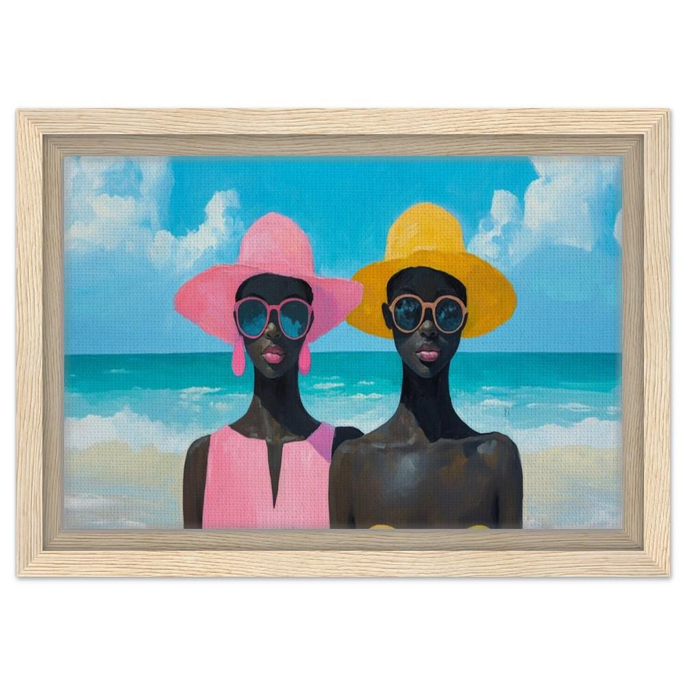 Beach Canvas Print - Vibrant Black Women's Summer Art for Living Room Decor - MoomZee Artwork -