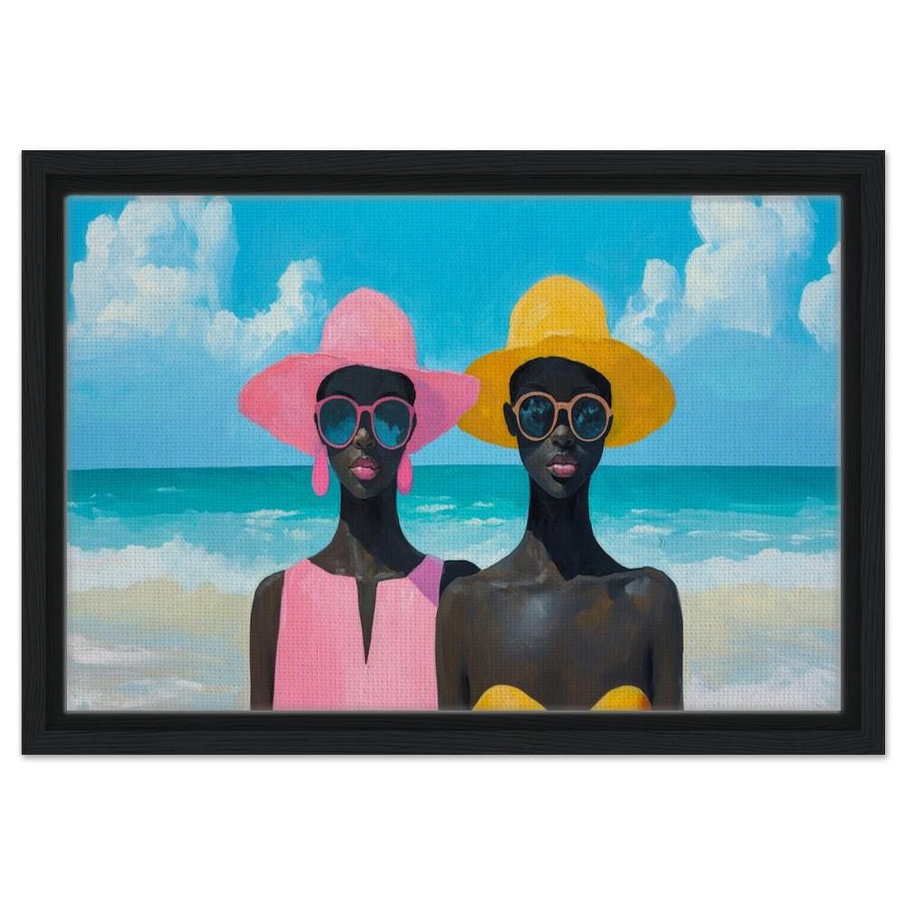 Beach Canvas Print - Vibrant Black Women's Summer Art for Living Room Decor - MoomZee Artwork -