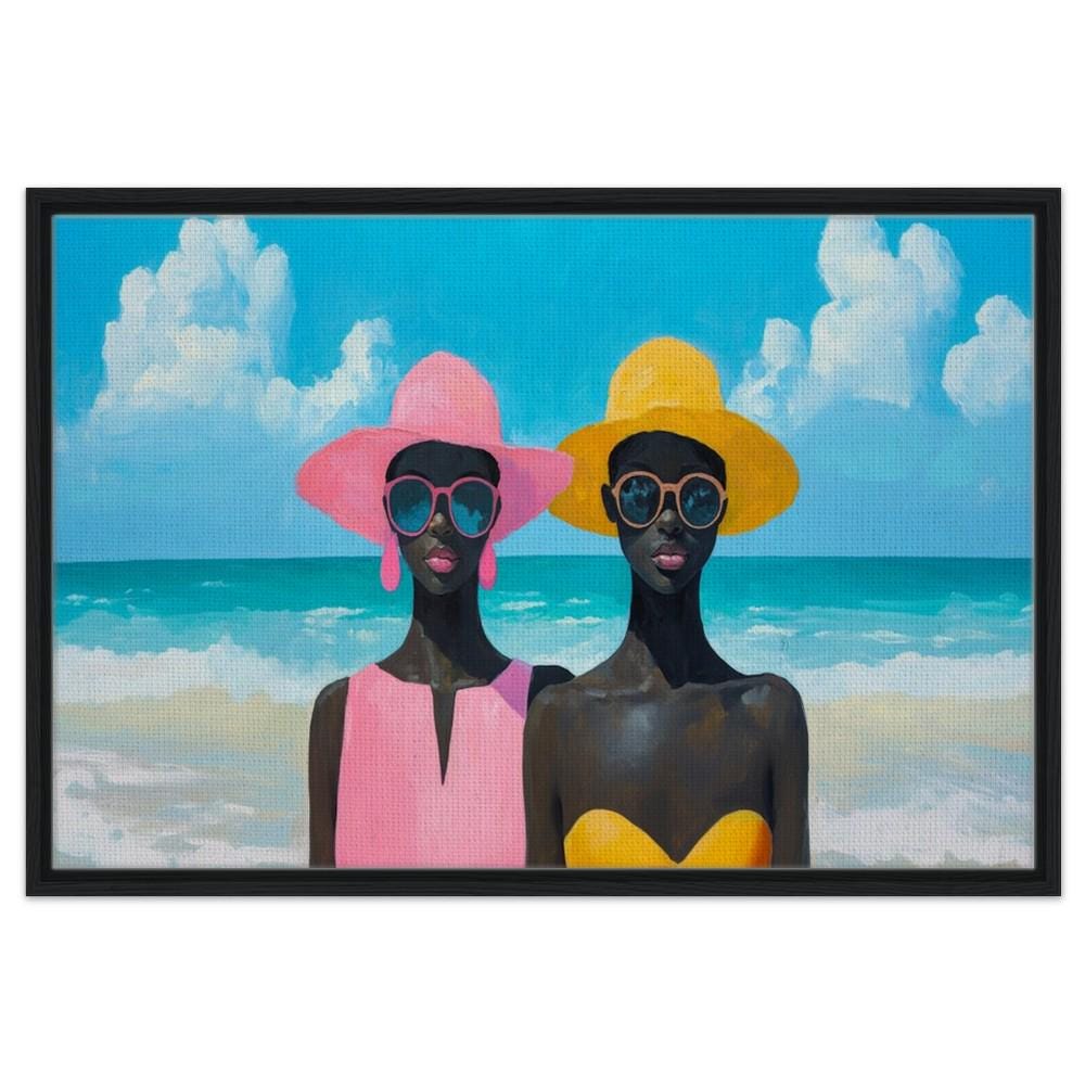 Beach Canvas Print - Vibrant Black Women's Summer Art for Living Room Decor - MoomZee Artwork -