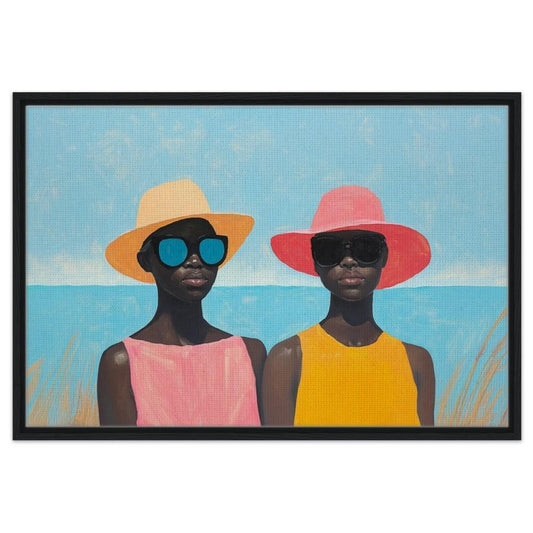 Beach Elegance Canvas Print - Stylish African American Art for Living Room & Bedroom Decor - MoomZee Artwork -