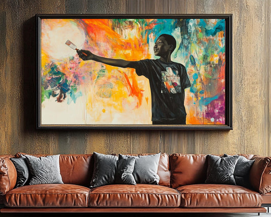 Black Boy Canvas Print - Kids Room Decor - Vibrant Art Celebrating Creativity & Cultural Pride - MoomZee Artwork -