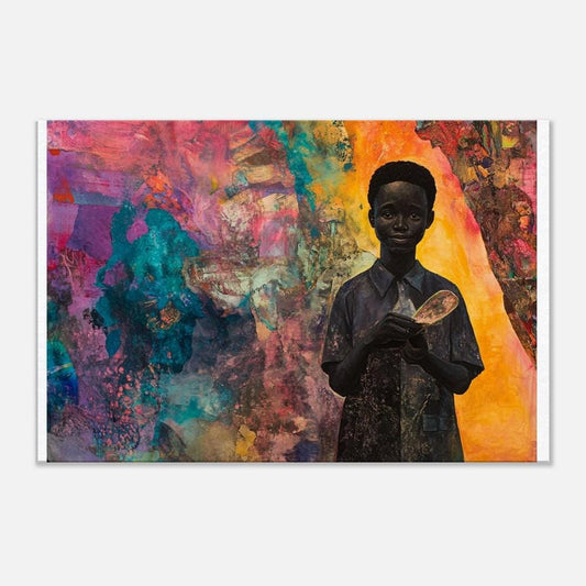 Black Boy Portrait Canvas Print - Cultural Pride Art for Modern Living Room Decor - MoomZee Artwork -