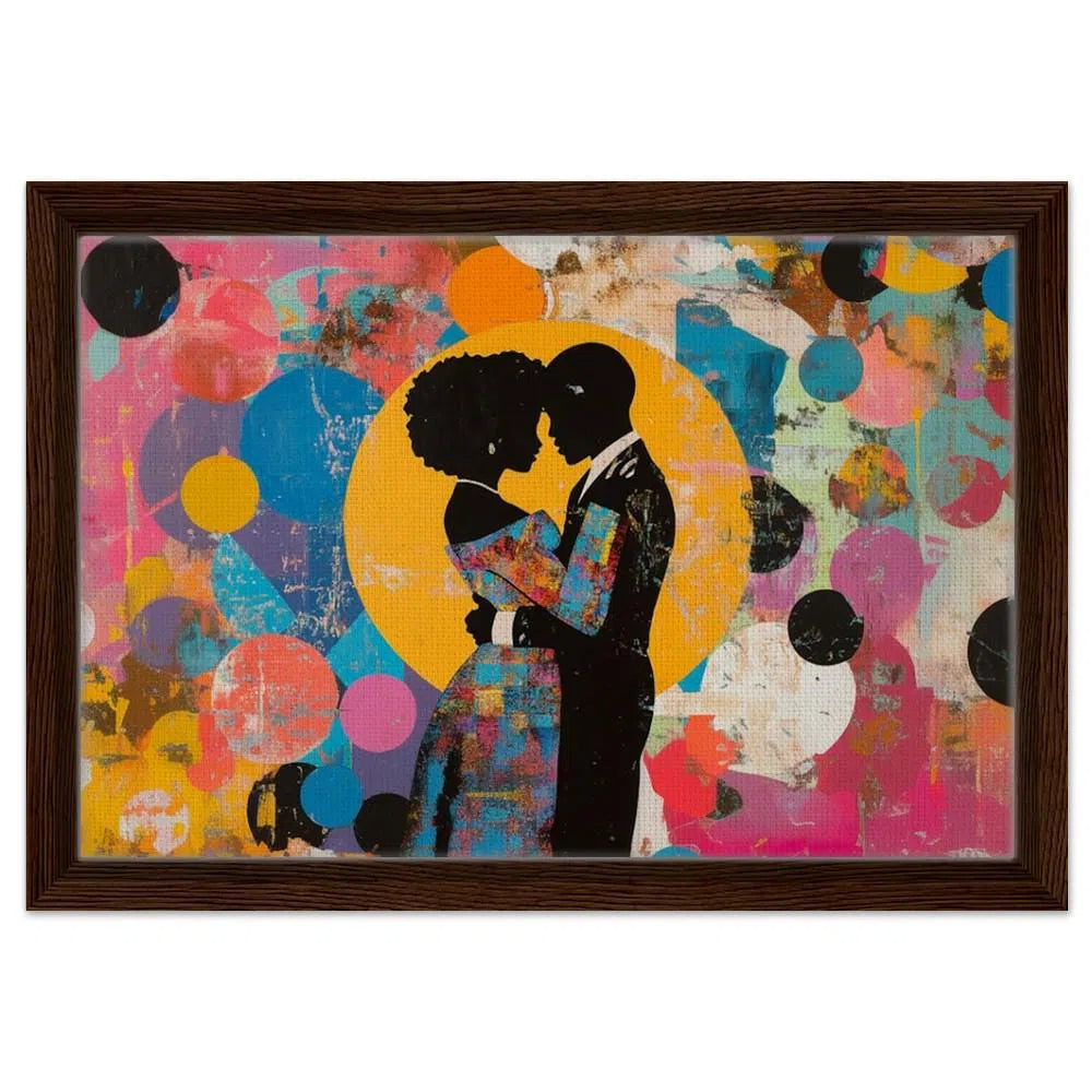 Black Couple Dancing Canvas Print - Abstract Romance Art for Modern Home Decor, Ideal for Living Room or Bedroom - MoomZee Artwork -