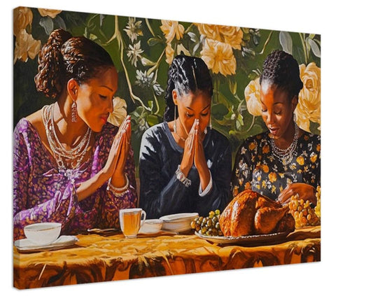 Black Family Thanksgiving Dinner | African American Meals Canvas Art - MoomZee Artwork - Posters, Prints, & Visual Artwork