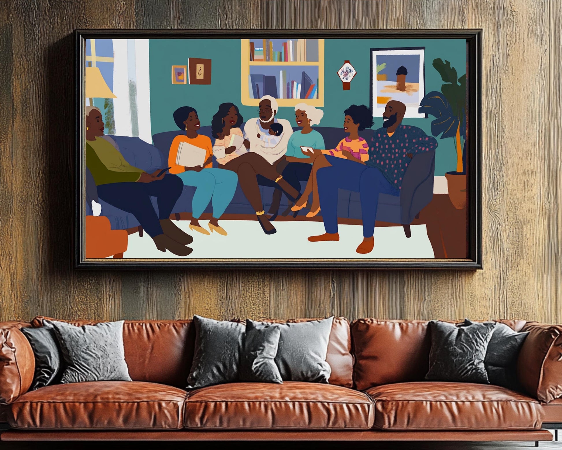 Black Family Togetherness Canvas Print – Home Decor for Living Room - MoomZee Artwork -