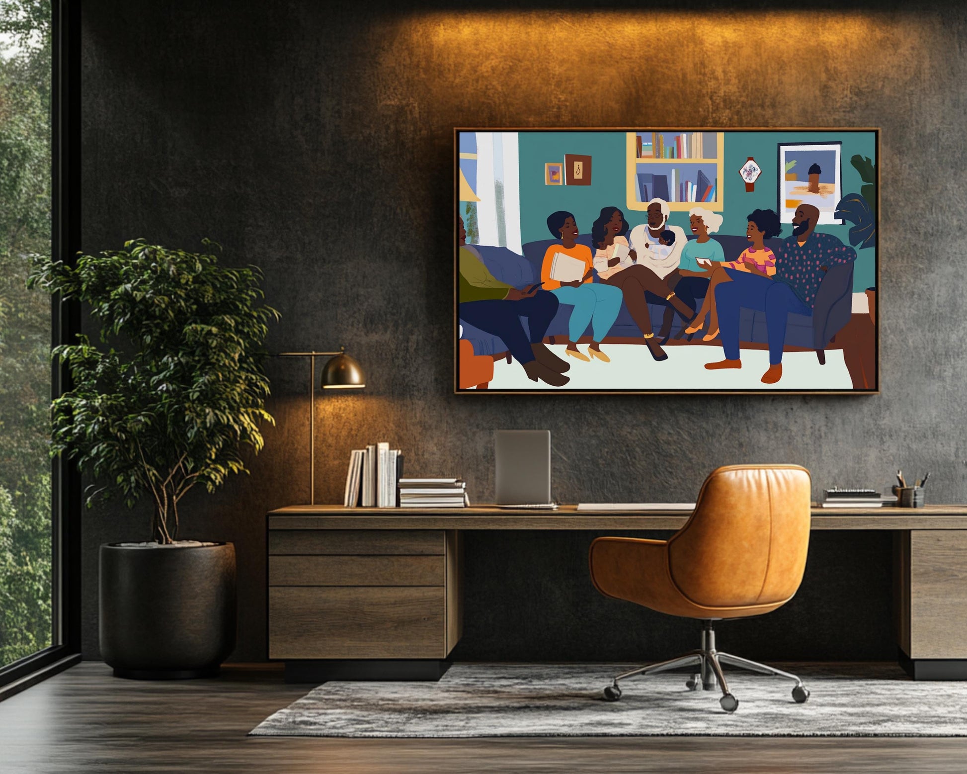 Black Family Togetherness Canvas Print – Home Decor for Living Room - MoomZee Artwork -