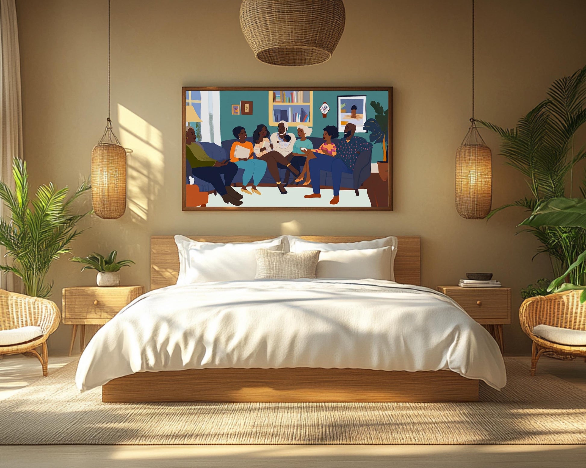 Black Family Togetherness Canvas Print – Home Decor for Living Room - MoomZee Artwork -