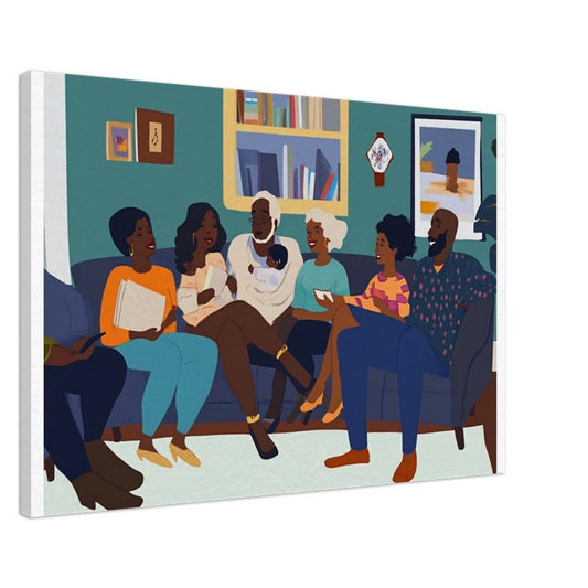 Black Family Togetherness Canvas Print – Home Decor for Living Room - MoomZee Artwork -