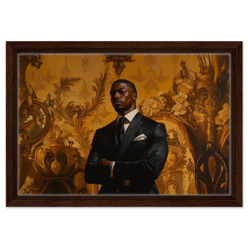 Black Man in Suit Framed Canvas Print | Modern Royalty Decor | Living Room & Office Art - MoomZee Artwork -