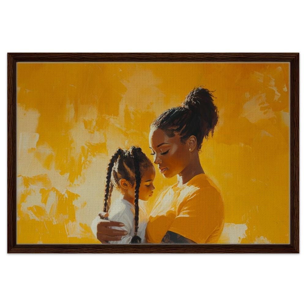 Black Mother and Child Canvas Print - Emotional Nursery & Family Room Decor - MoomZee Artwork -