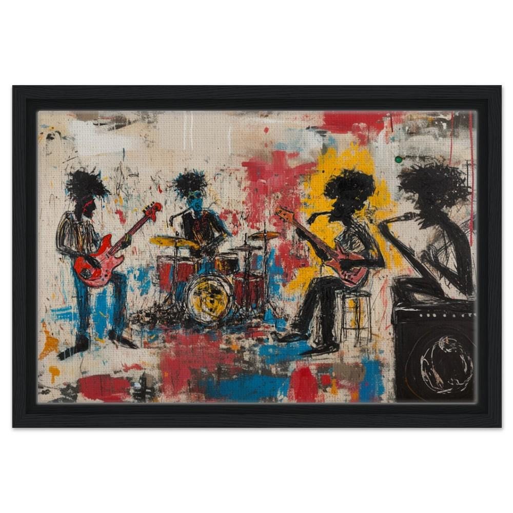 Black Music Canvas Print – Urban Graffiti Wall Art for Music Room Decor - MoomZee Artwork -