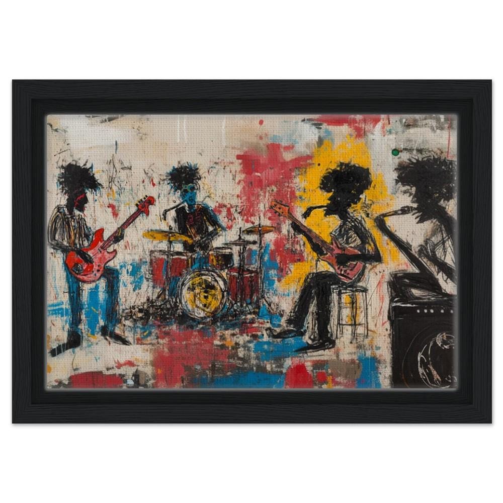 Black Music Canvas Print – Urban Graffiti Wall Art for Music Room Decor - MoomZee Artwork -