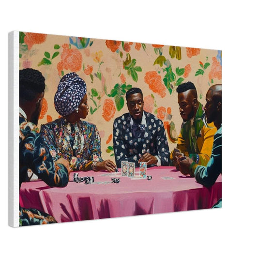 Black Professionals Playing Cards Canvas Print | African American Art for Modern Home Decor | Melanin Wall Art for Living Room - MoomZee Artwork -