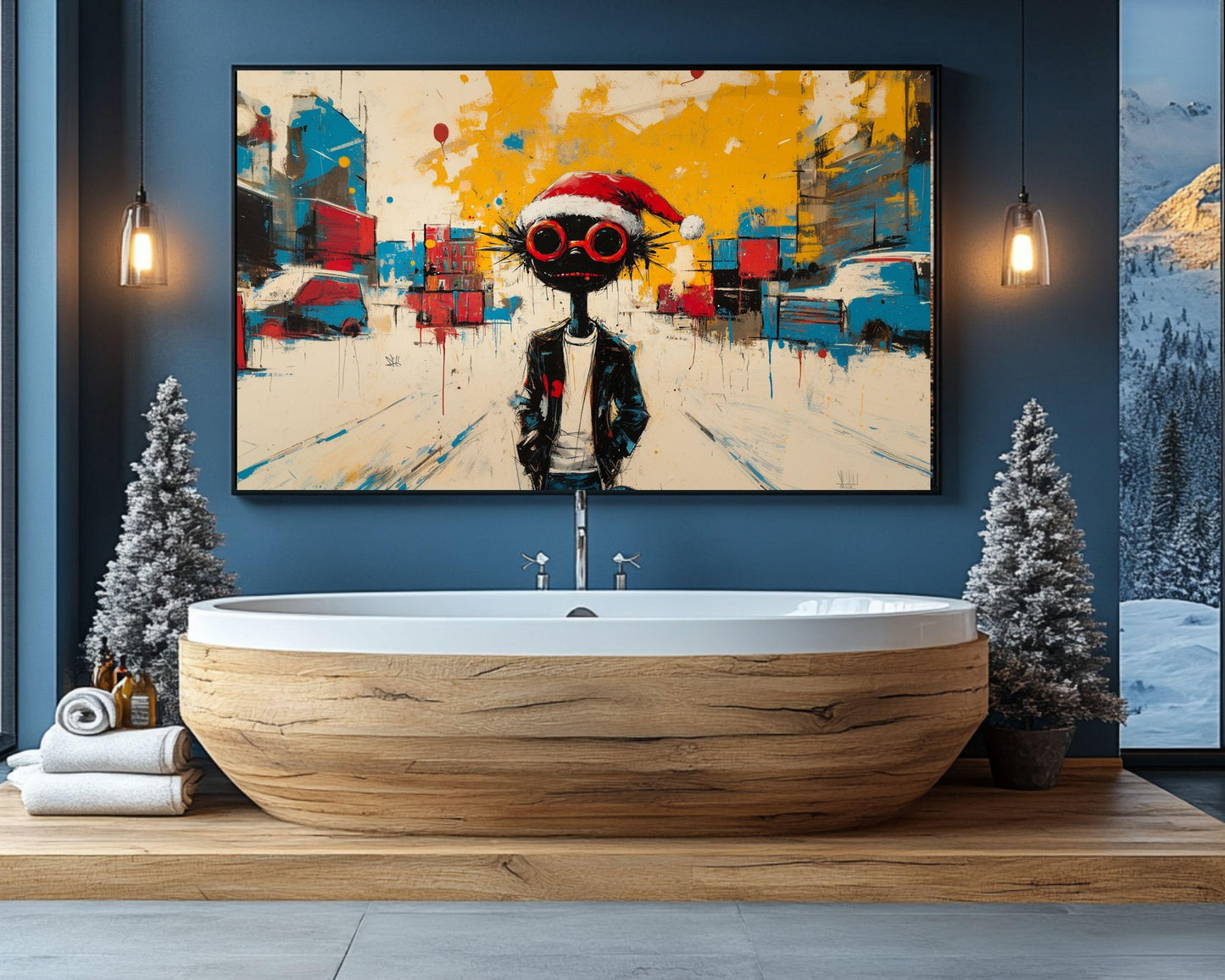 Black Santa Canvas Print - Urban Street Art Inspired Holiday Decor for Contemporary Spaces - MoomZee Artwork -